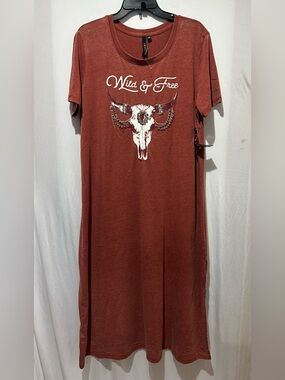 JOEI  & I WOMEN'S GRAPHIC SHORT 
SLEEVE MAXI DRESS - SIZE XL